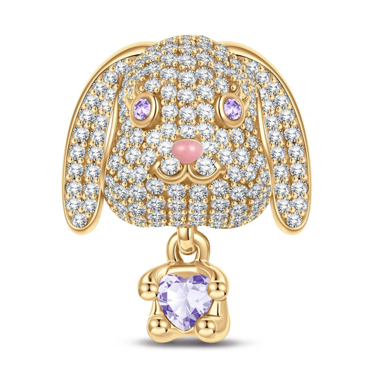 gona- Love Hug Bunny Tarnish-resistant Silver Animal Dangle Charms With Enamel In 14K Gold Plated - Heartful Hugs Collection