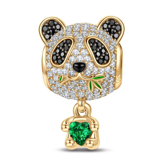 gona- Love Hug Panda Tarnish-resistant Silver Animal Dangle Charms With Enamel In 14K Gold Plated - Heartful Hugs Collection