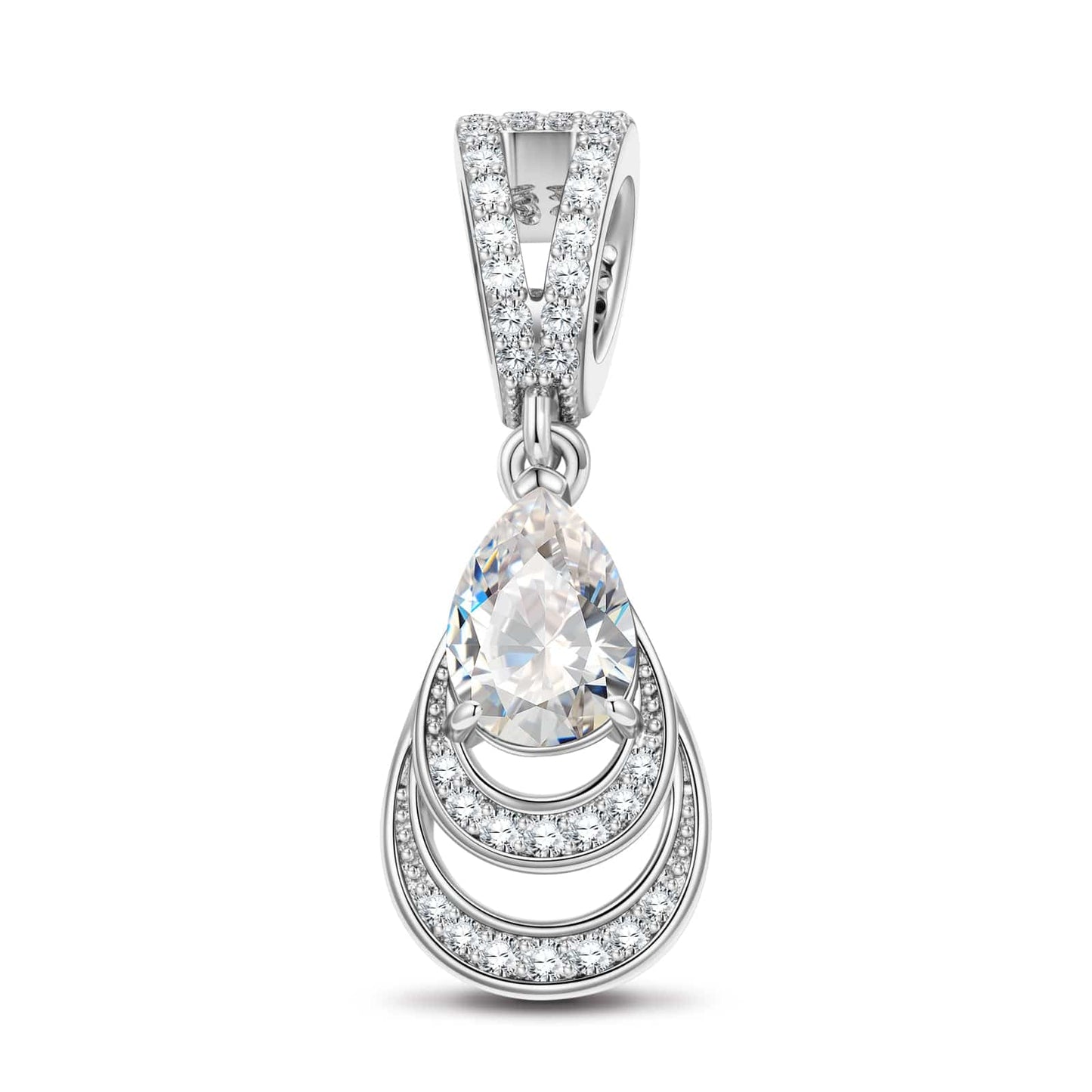 Mermaid's Tear Tarnish-resistant Silver Dangle Charms In White Gold Plated