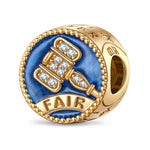 Fair Gavel Tarnish-resistant Silver Charms With Enamel In 14K Gold Plated