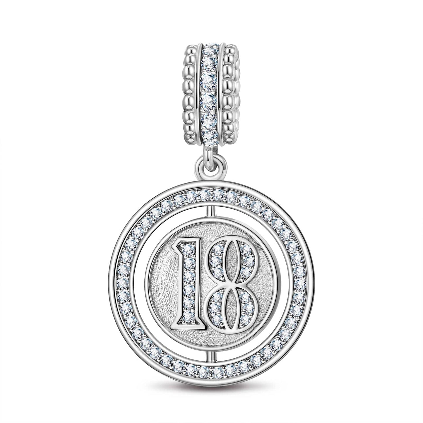 Number 18 Tarnish-resistant Silver Dangle Charms In White Gold Plated