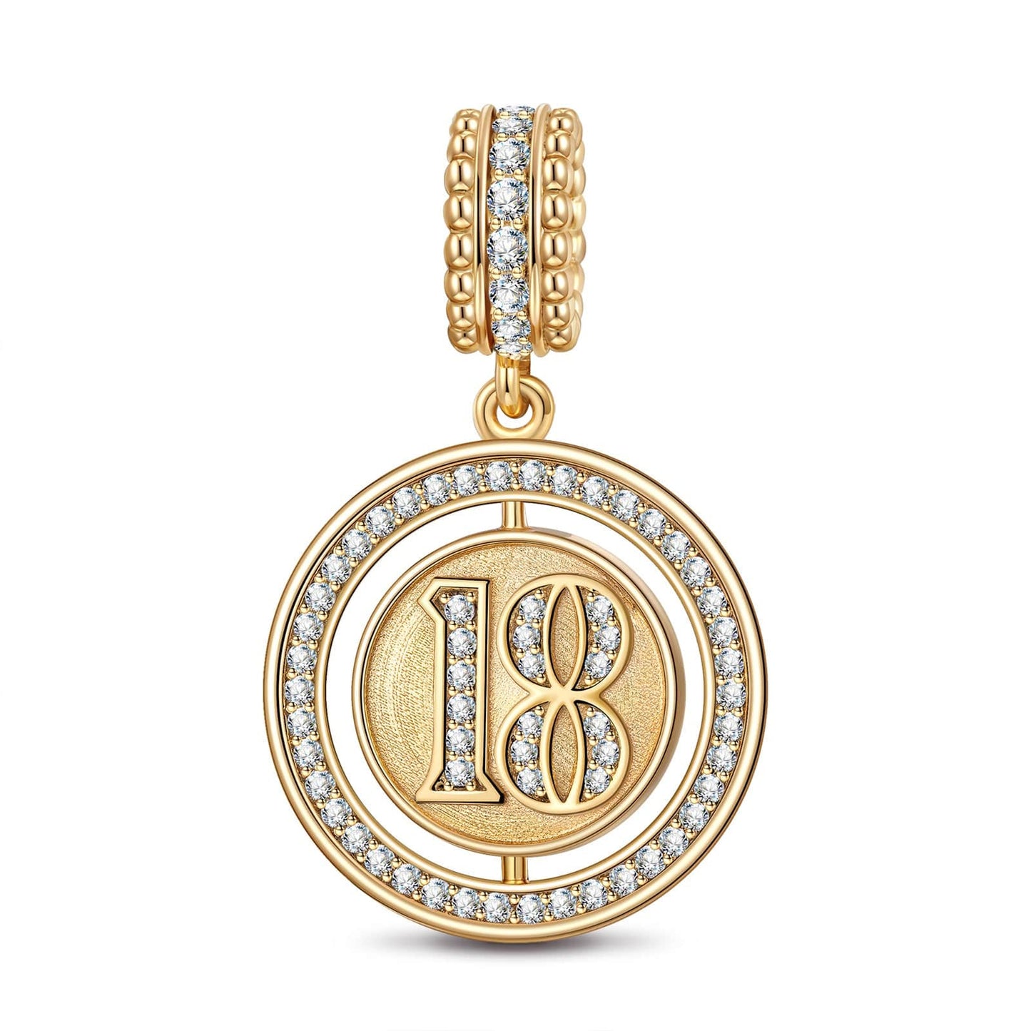Number 18 Tarnish-resistant Silver Dangle Charms in 14K Gold Plated