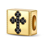 Cross Tarnish-resistant Silver Rectangular Charms In 14K Gold Plated