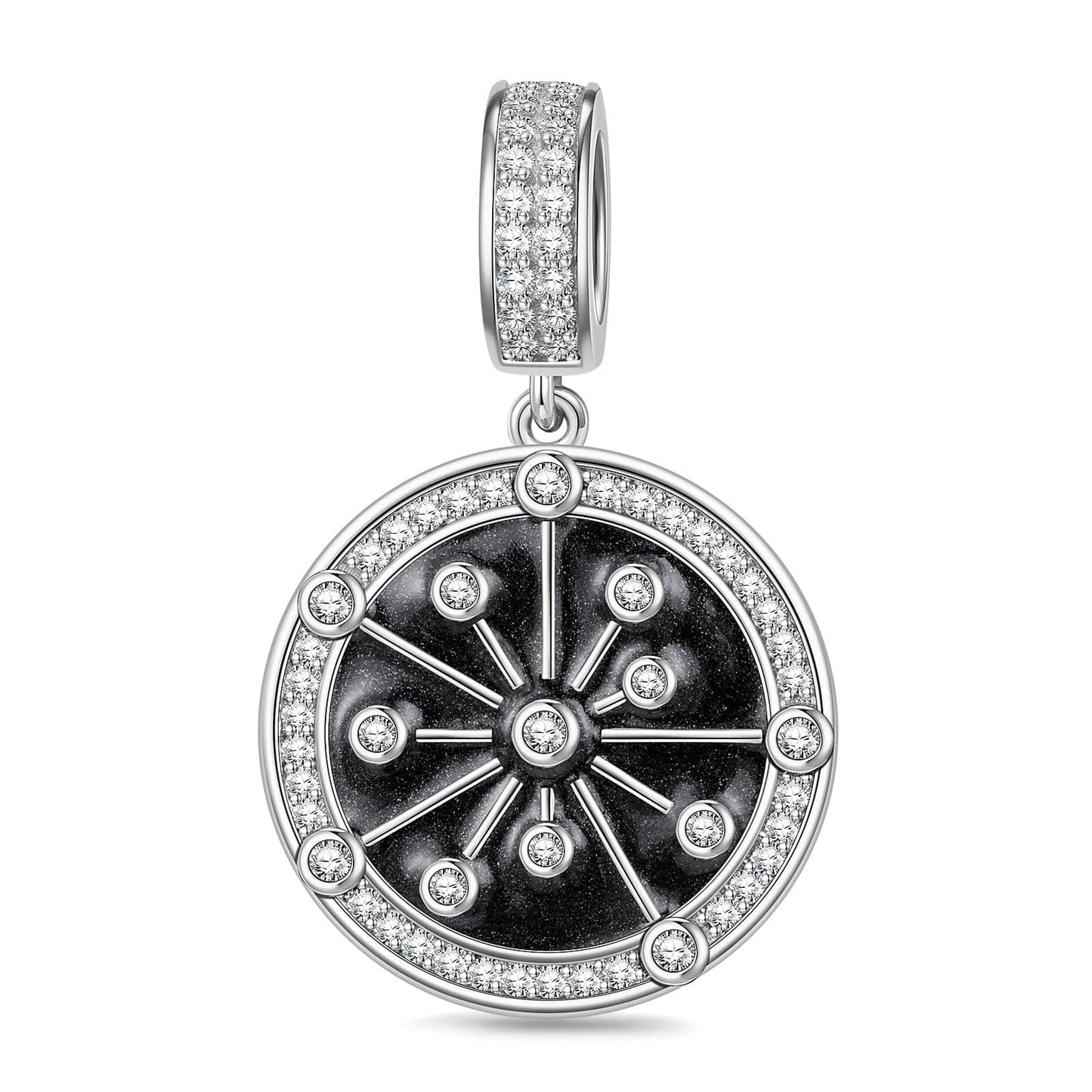 XL Size Tarnish-resistant Silver Dangle Charms With Enamel In White Gold Plated For Men
