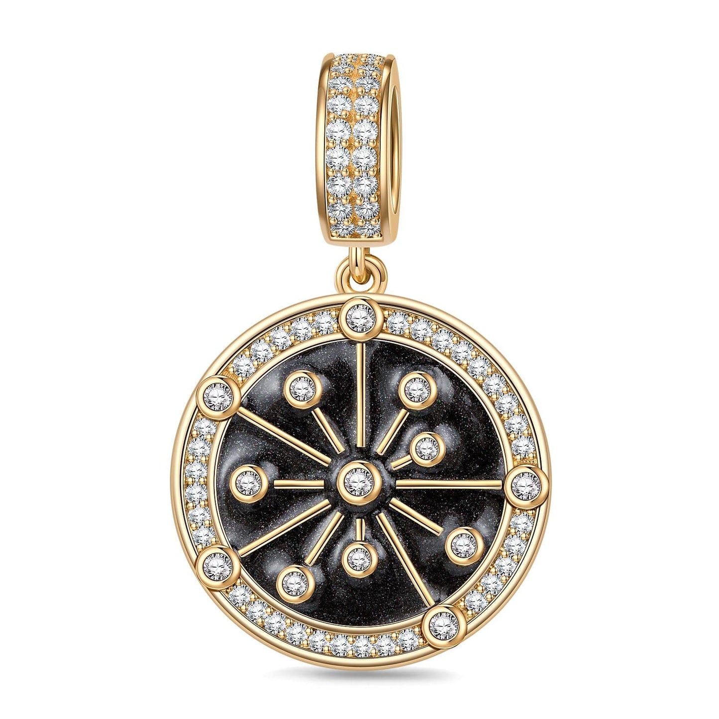 XL Size Tarnish-resistant Silver Dangle Charms With Enamel In 14K Gold Plated For Men