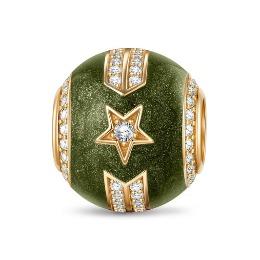 gona- Stars and Epaulets Tarnish-resistant Silver Charms With Enamel In 14K Gold Plated