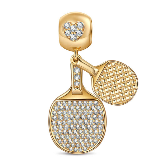 gona- Table Tennis Tarnish-resistant Silver Dangle Charms In 14K Gold Plated