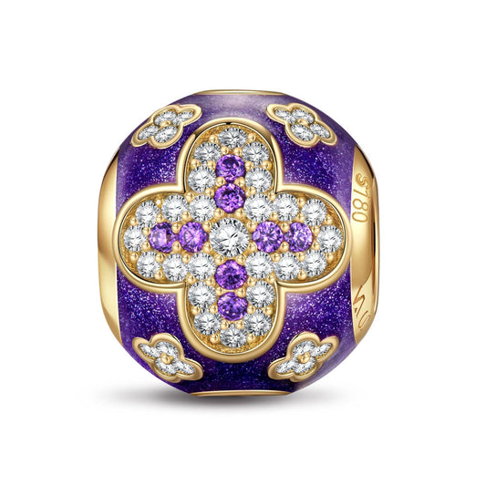 gona- Diamond Clover Tarnish-resistant Silver Charms With Enamel In 14K Gold Plated