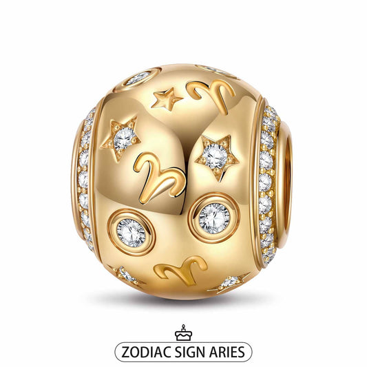 gona- Aries Tarnish-resistant Silver Constellation Charms In 14K Gold Plated