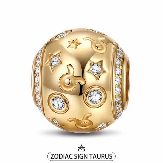 gona- Taurus Tarnish-resistant Silver Constellation Charms In 14K Gold Plated