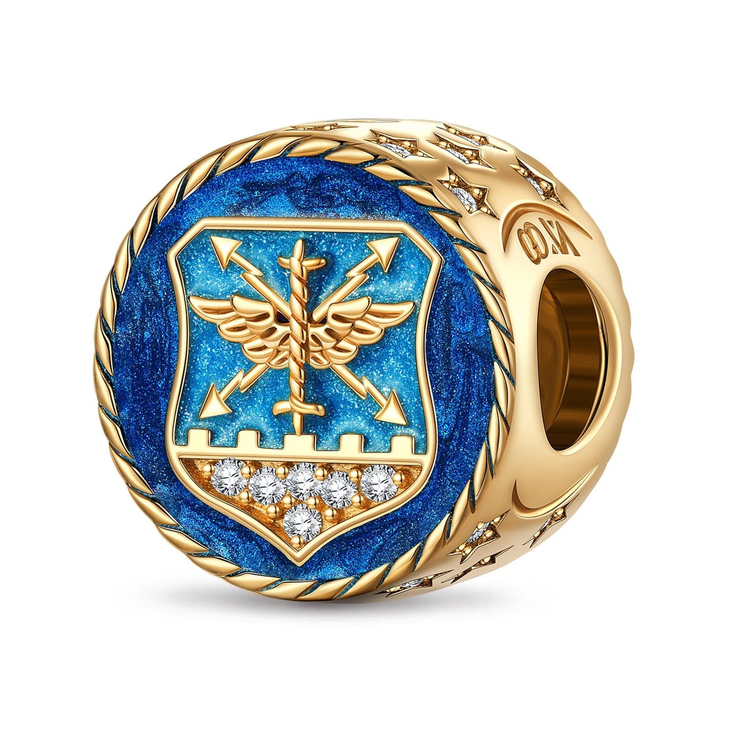 Air Force Tarnish-resistant Silver Charms With Enamel In 14K Gold Plated