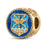 Air Force Tarnish-resistant Silver Charms With Enamel In 14K Gold Plated