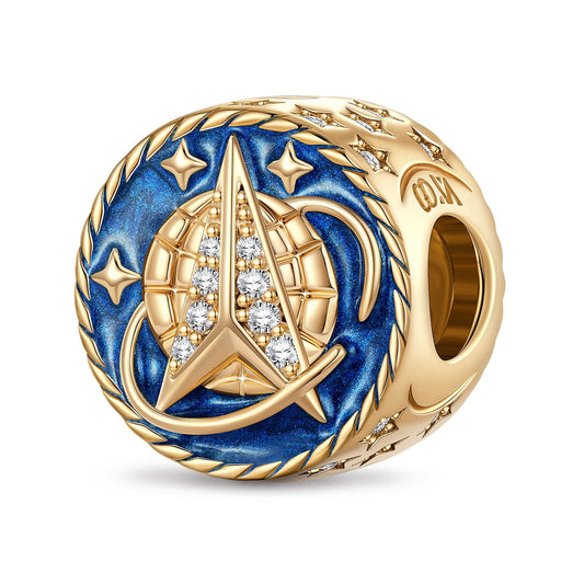 gona- Space Exploration Tarnish-resistant Silver Charms In 14K Gold Plated