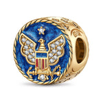 Navy Tarnish-resistant Silver Charms With Enamel In 14K Gold Plated