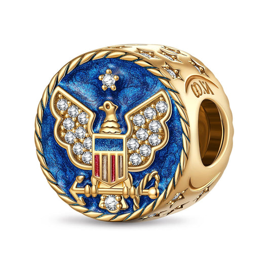 gona- Navy Tarnish-resistant Silver Charms With Enamel In 14K Gold Plated