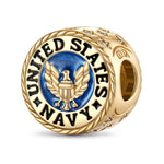 Navy Tarnish-resistant Silver Charms With Enamel In 14K Gold Plated