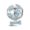 Pawprints and Bones Tarnish-resistant Silver Dangle Charms In White Gold Plated
