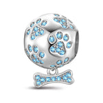 Pawprints and Bones Tarnish-resistant Silver Dangle Charms In White Gold Plated