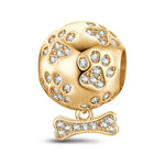 Pawprints and Bones Tarnish-resistant Silver Dangle Charms In 14K Gold Plated
