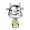 Proud Baby Cow Tarnish-resistant Silver Animal Dangle Charms In White Gold Plated - Heartful Hugs Collection