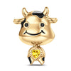Proud Baby Cow Tarnish-resistant Silver Animal Dangle Charms In 14K Gold Plated - Heartful Hugs Collection