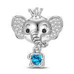 Elephant Queen Tarnish-resistant Silver Animal Dangle Charms In White Gold Plated - Heartful Hugs Collection