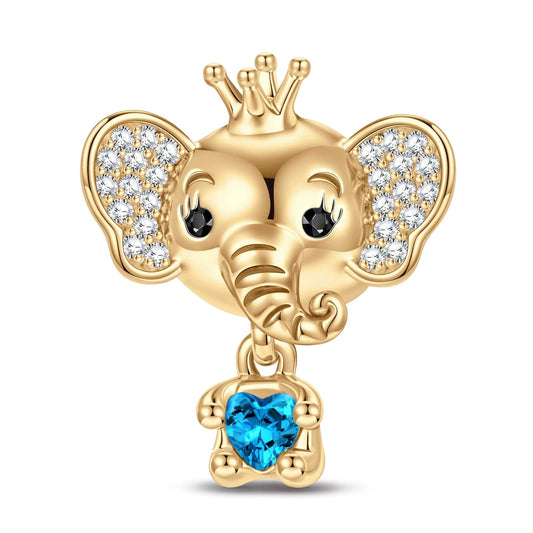 gona- Elephant Queen Tarnish-resistant Silver Animal Dangle Charms In 14K Gold Plated - Heartful Hugs Collection
