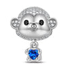 Cheerful Monkey Tarnish-resistant Silver Animal Dangle Charms In White Gold Plated - Heartful Hugs Collection