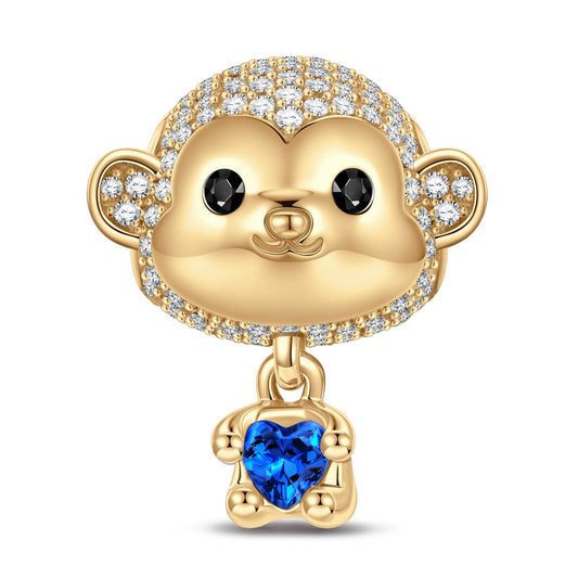 gona- Cheerful Monkey Tarnish-resistant Silver Animal Dangle Charms In 14K Gold Plated - Heartful Hugs Collection
