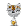 Clever Little Fox Tarnish-resistant Silver Animal Dangle Charms In White Gold Plated - Heartful Hugs Collection