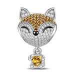 Clever Little Fox Tarnish-resistant Silver Animal Dangle Charms In White Gold Plated - Heartful Hugs Collection