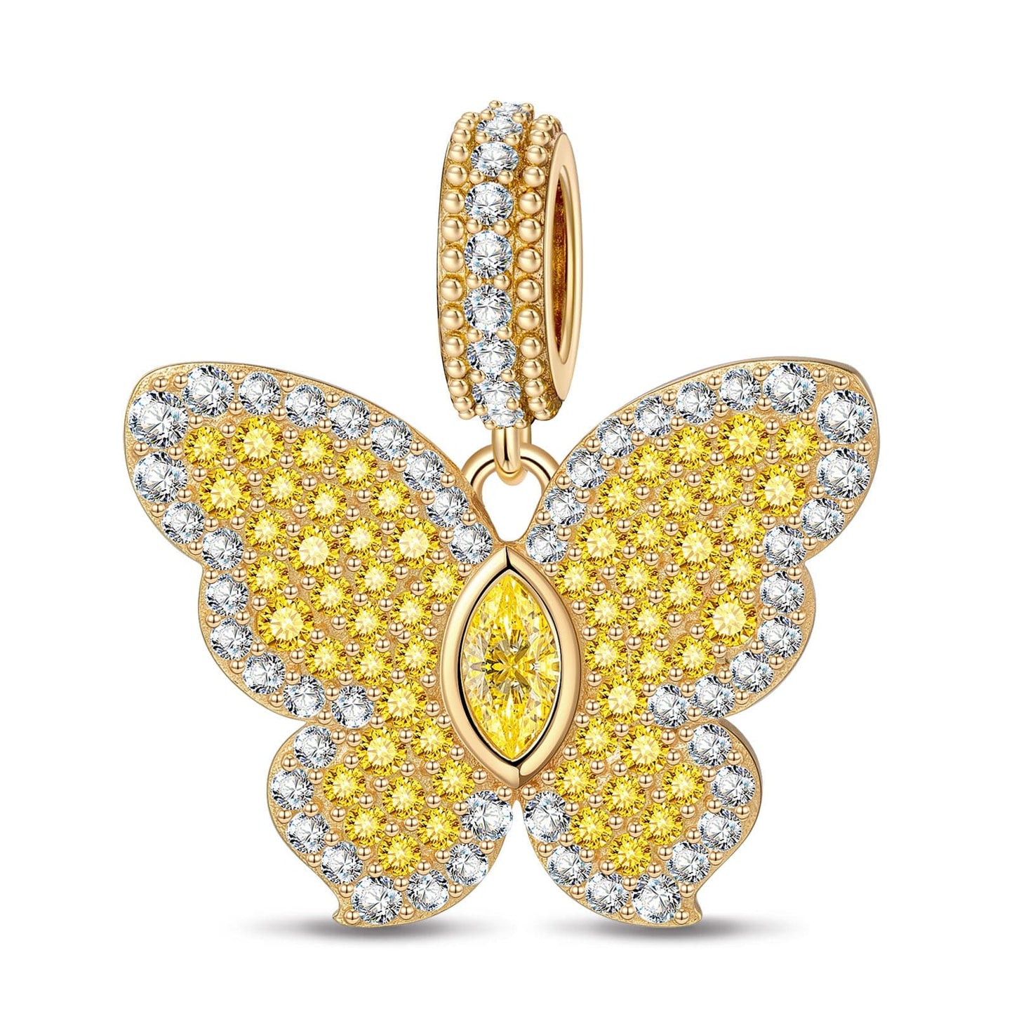 Butterfly Ballet Tarnish-resistant Silver Dangle Charms In 14K Gold Plated