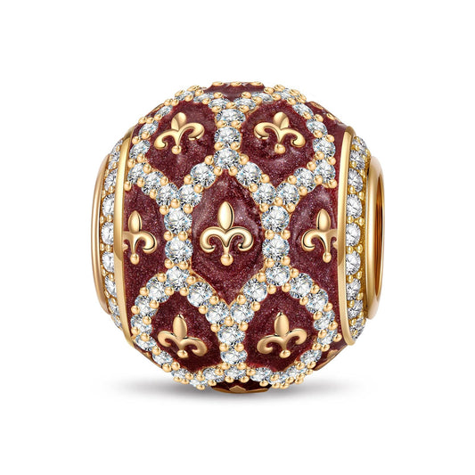 gona- Elegant Red Tarnish-resistant Silver Charms With Enamel In 14K Gold Plated