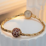 Elegant Red Tarnish-resistant Silver Charms With Enamel In 14K Gold Plated