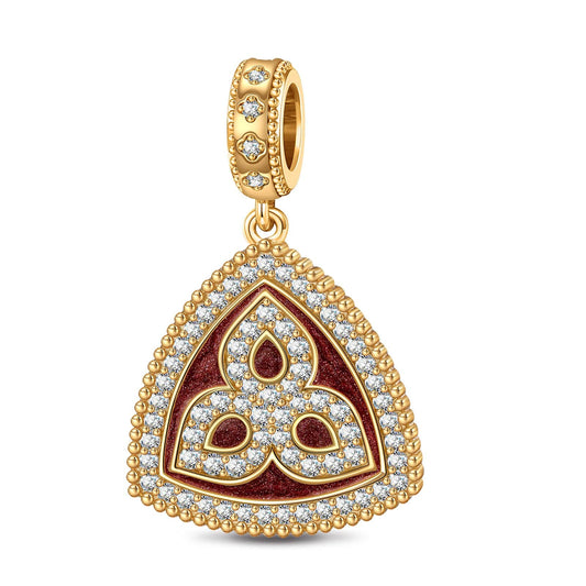 gona- Triangle and Shamrock Tarnish-resistant Silver Charms With Enamel In 14K Gold Plated