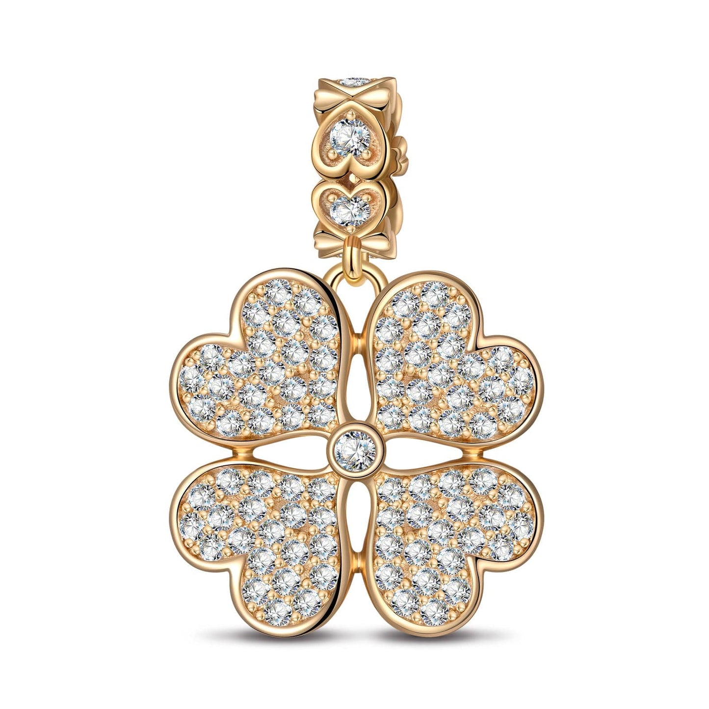 Opulent Clover Golden Stars Tarnish-resistant Silver Dangle Charms In 14K Gold Plated