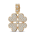 Opulent Clover Golden Stars Tarnish-resistant Silver Dangle Charms In 14K Gold Plated