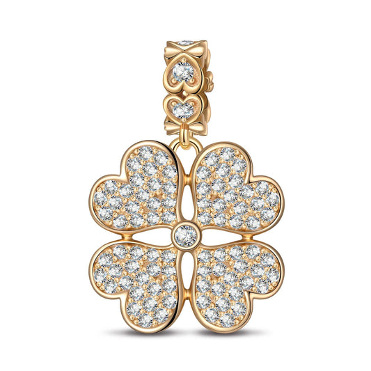 gona- Opulent Clover Golden Stars Tarnish-resistant Silver Dangle Charms In 14K Gold Plated