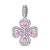 Dazzling Clover Tarnish-resistant Silver Dangle Charms In White Gold Plated