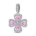 Dazzling Clover Tarnish-resistant Silver Dangle Charms In White Gold Plated