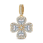 Dazzling Clover Tarnish-resistant Silver Dangle Charms In 14K Gold Plated