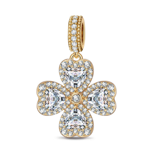 gona- Dazzling Clover Tarnish-resistant Silver Dangle Charms In 14K Gold Plated