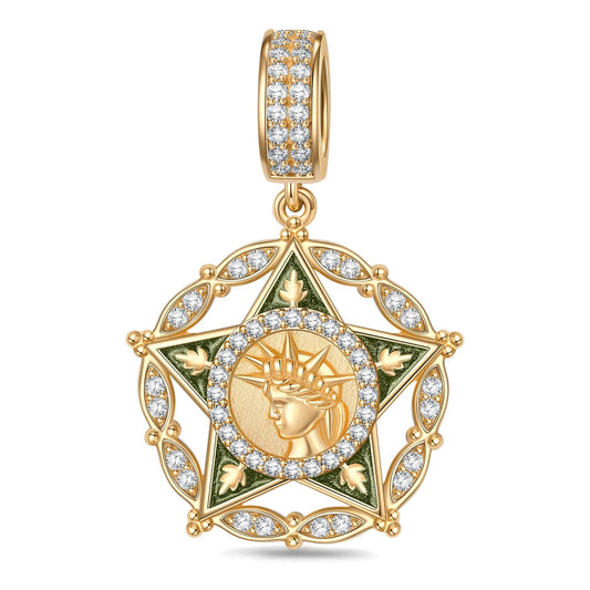 gona- Valor's Tribute Tarnish-resistant Silver Dangle Charms In 14K Gold Plated