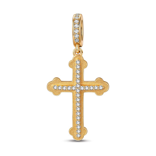 gona- Faith Cross Tarnish-resistant Silver Dangle Charms In 14K Gold Plated