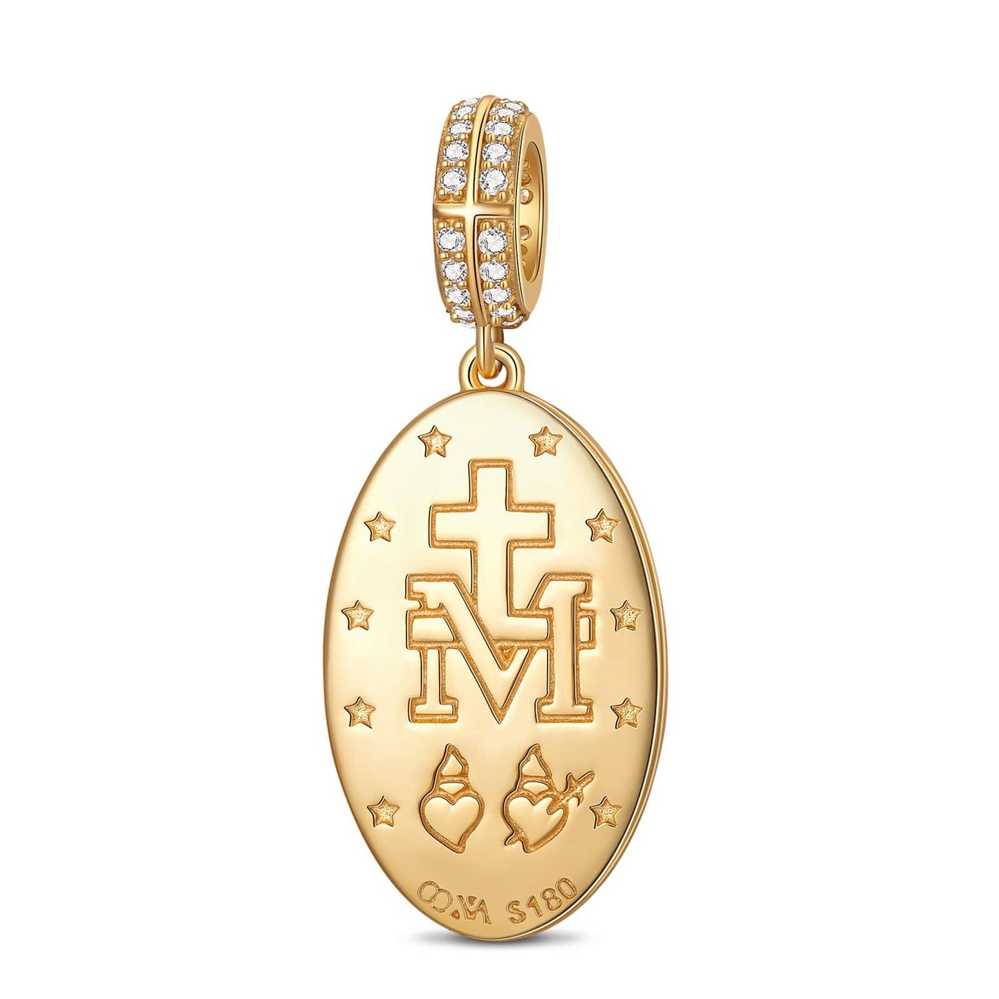 Divine Grace Tarnish-resistant Silver Dangle Charms In 14K Gold Plated