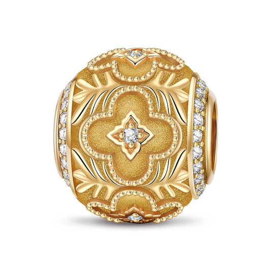 gona- Clover Shaped Window Tarnish-resistant Silver Charms In 14K Gold Plated