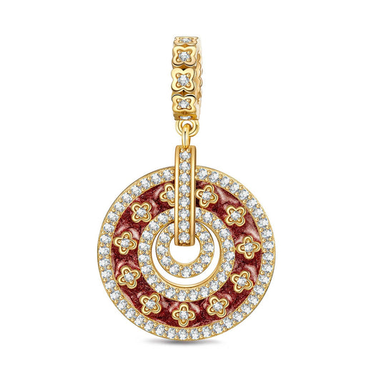 gona- Blooms Galore Tarnish-resistant Silver Dangle Charms With Enamel In 14K Gold Plated