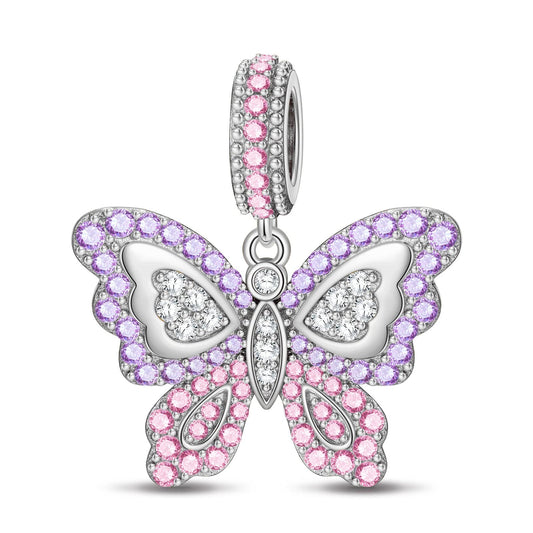 gona- Lilac Butterfly Tarnish-resistant Silver Dangle Charms In White Gold Plated