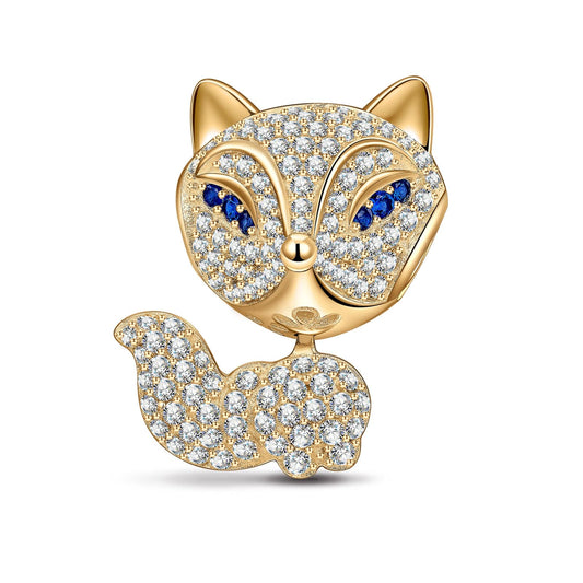 gona- Gorgeous Long-Tailed Fox Tarnish-resistant Silver Dangle Charms In 14K Gold Plated
