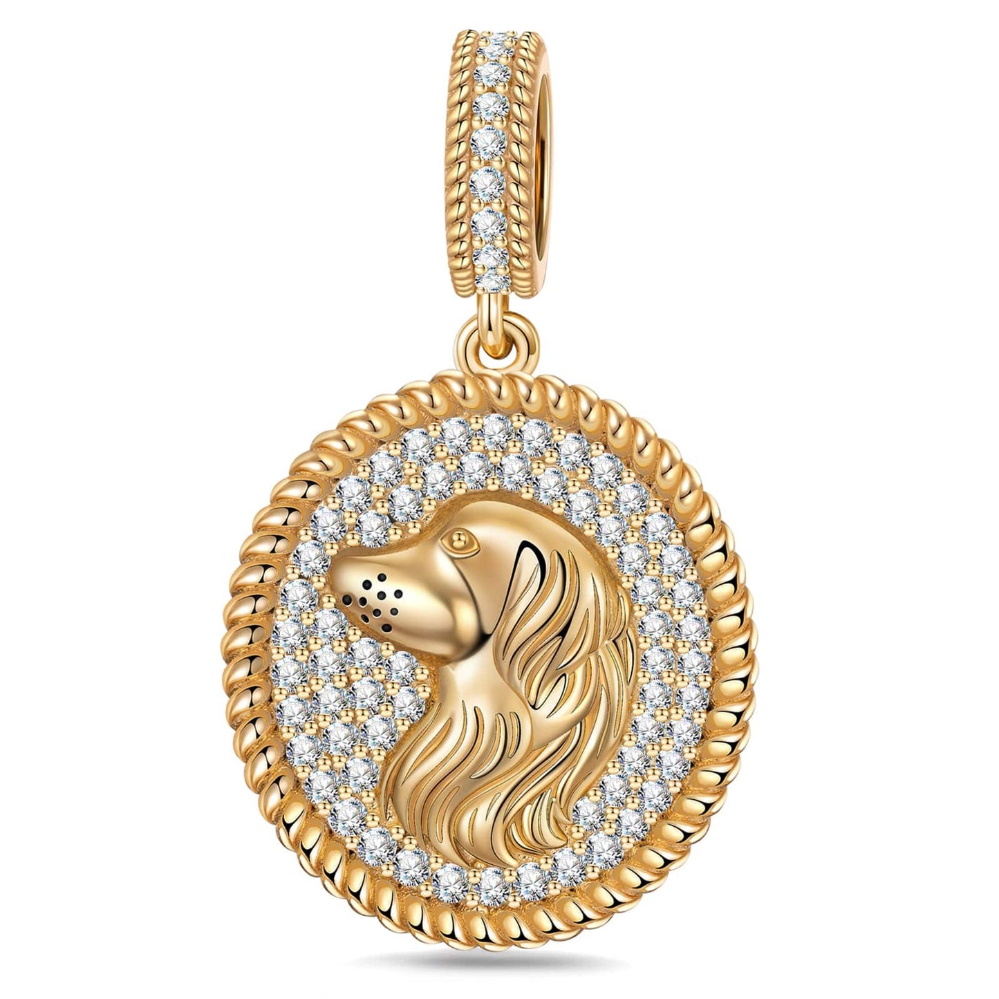 Customizable Engraving Labrador Retriever Tarnish-resistant Silver Dangle Charms In 14K Gold Plated